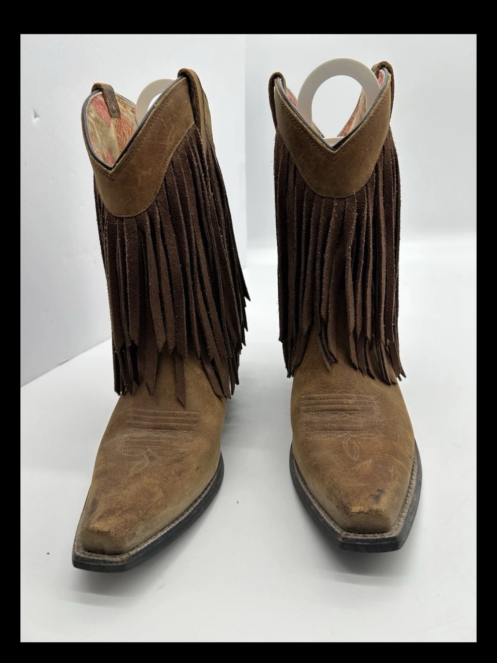 Ariat Gold Rush Brown Suede Fringe Western Boots size 7.5